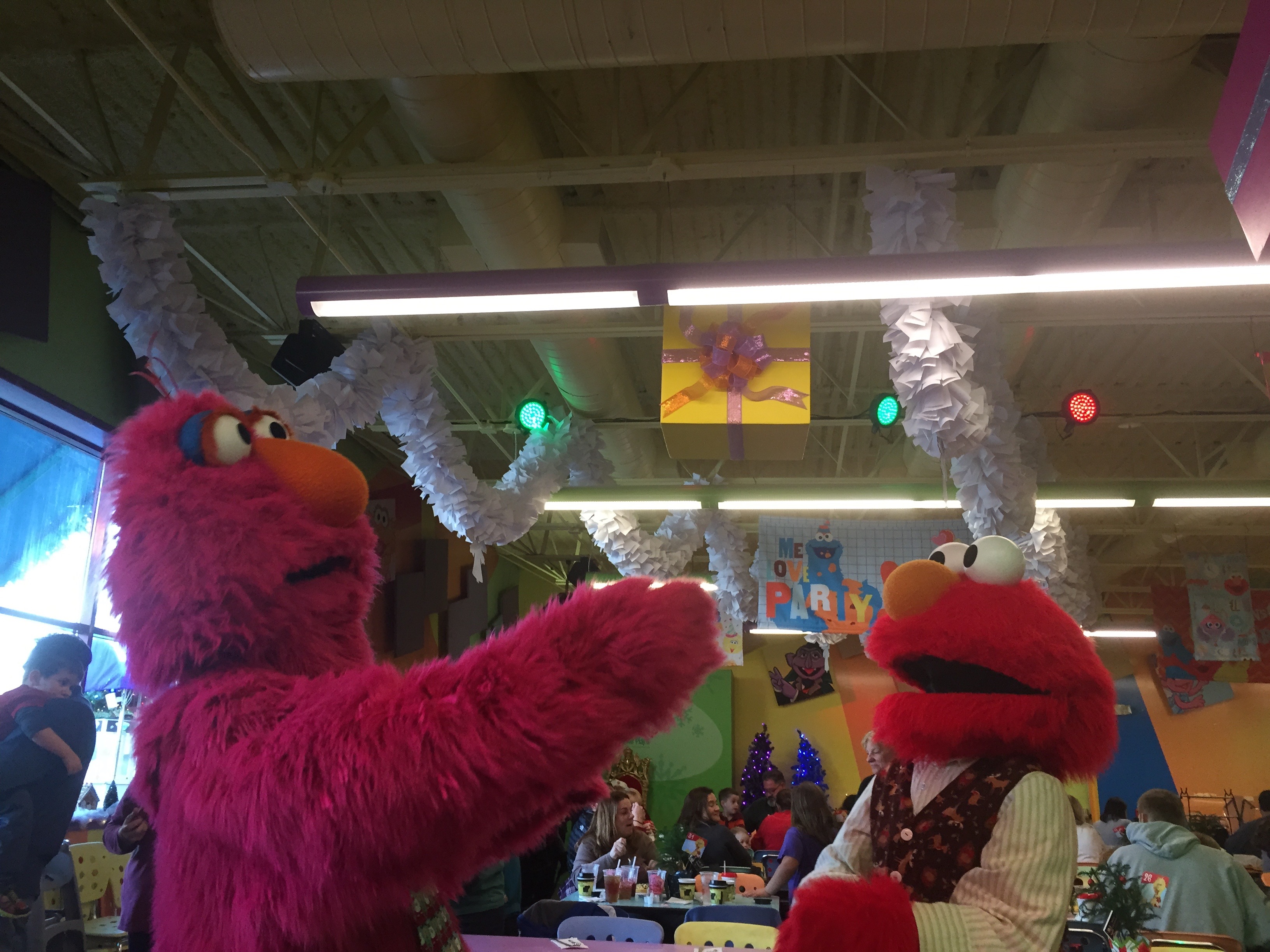 Dancing Telly Monster and Elmo at Sesame Place